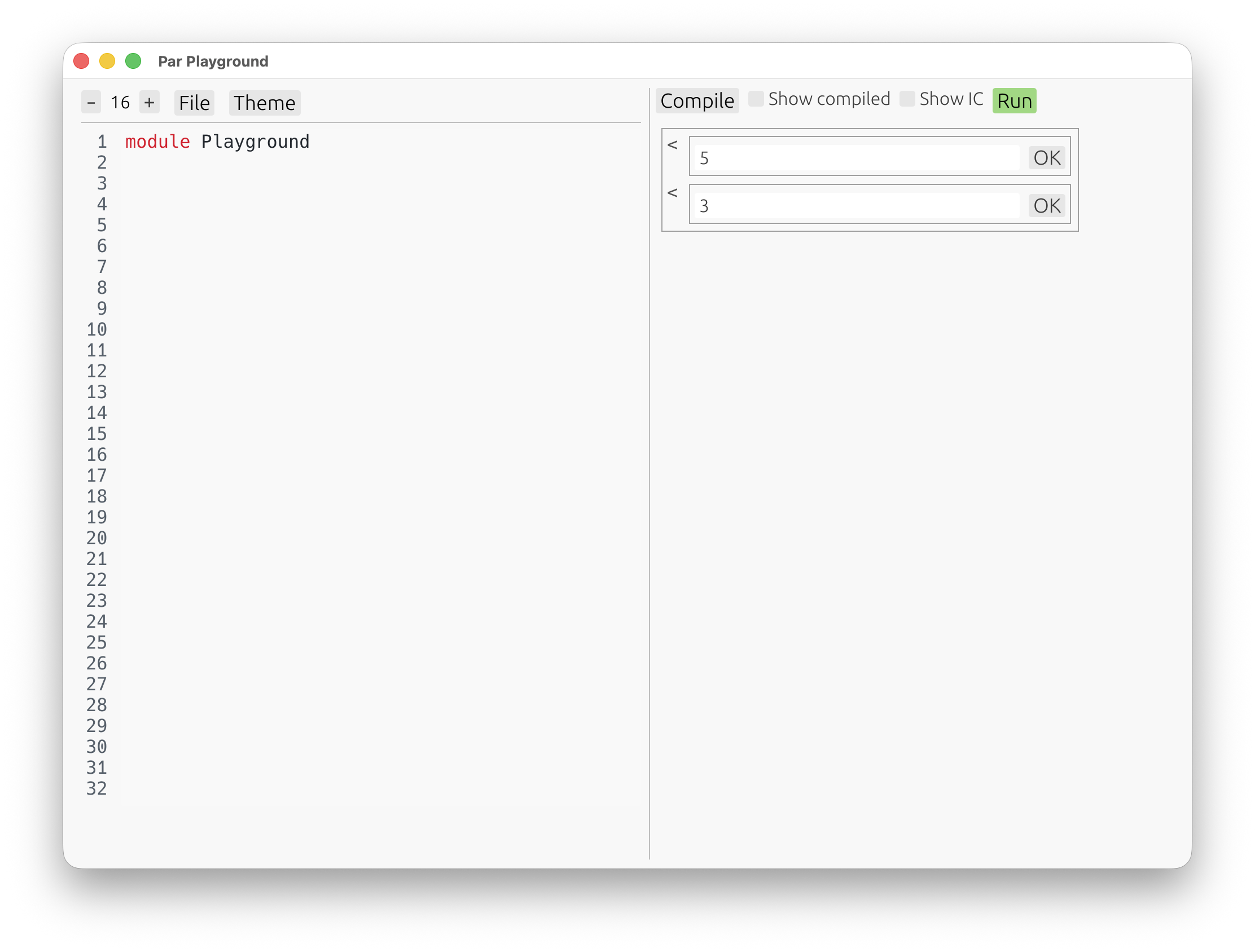Entering inputs to Int.Mod